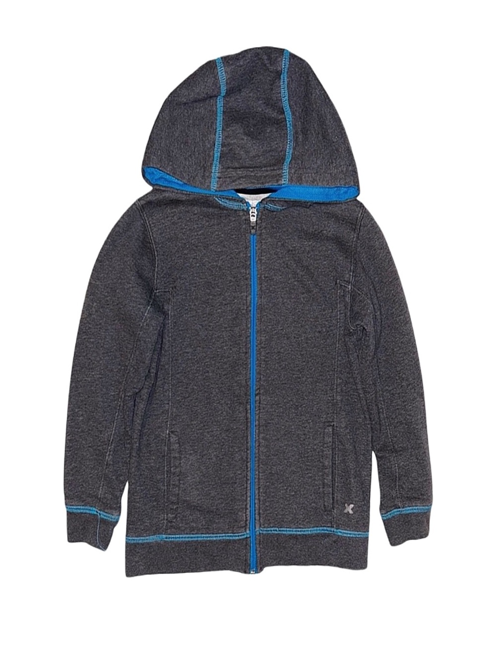 XERSION Boy's Dark Grey Full Zip Long Sleeve Hoodie Size Small 5-7